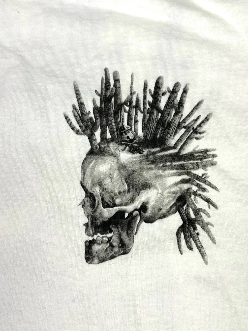 All Saints Men’s White Forsaken Skull Graphic T Shirt Large L